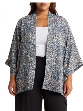 MAX STUDIO Paisley Short Sleeve Ruana